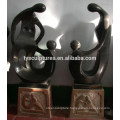 Stone abstract happy family in sculptures father and children statues